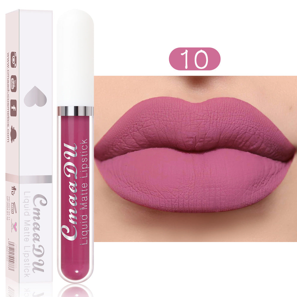 CmaaDu 18 Color Lipstick Matte Non-Stick Cup Waterproof Long Lasting Lip Gloss