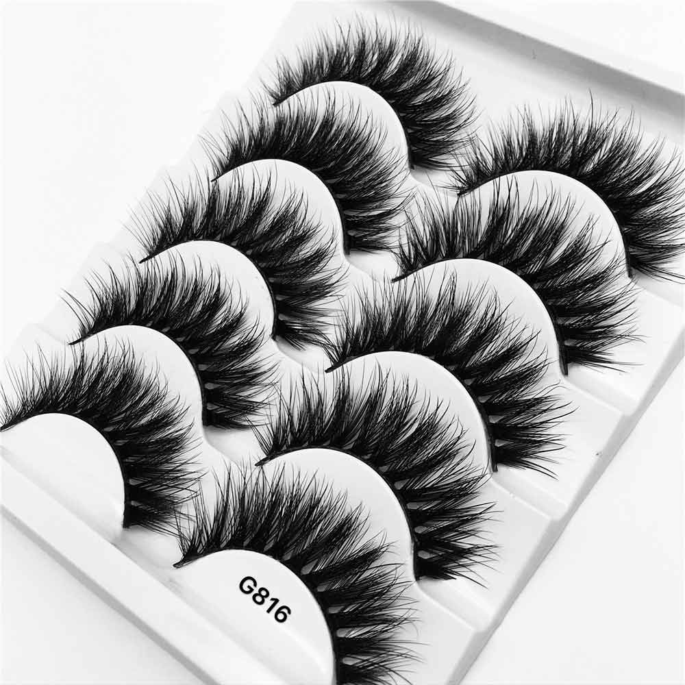 5Pairs 3D Mink Lashes False Eyelashes Natural Eyelash Extension Volume Lashes Long Cross Faux Eye Lashes Makeup G800 G815 Fake L