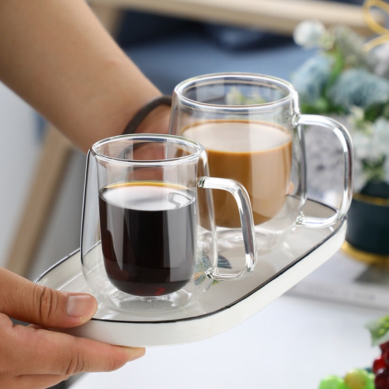 Creative Double Layer Mug with Double Layer Glass Cup and High Borosilicate Glass