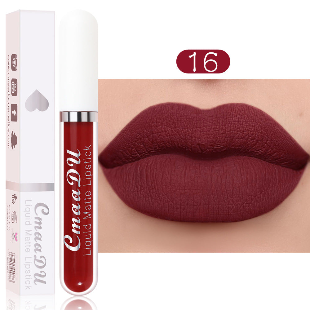 CmaaDu 18 Color Lipstick Matte Non-Stick Cup Waterproof Long Lasting Lip Gloss