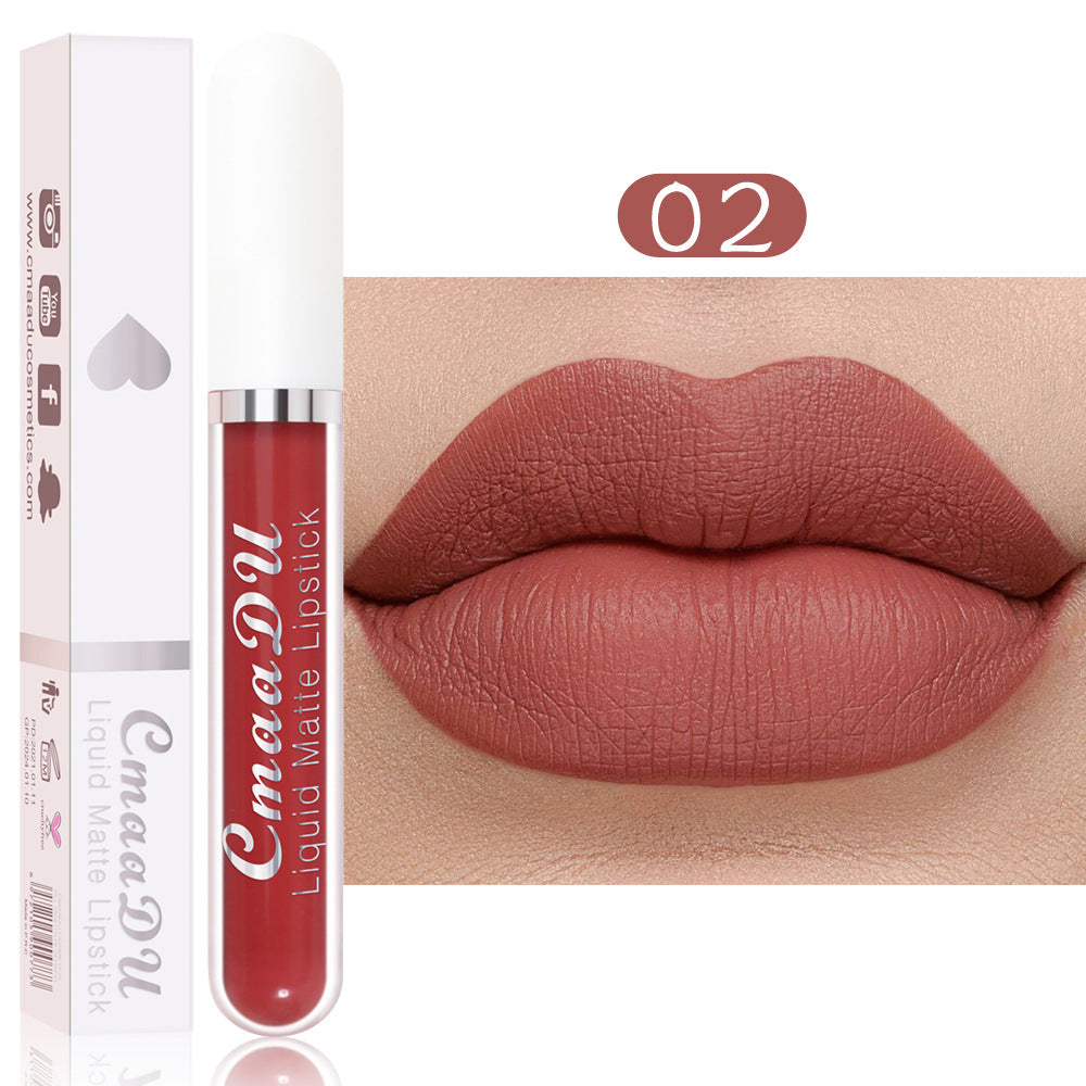 CmaaDu 18 Color Lipstick Matte Non-Stick Cup Waterproof Long Lasting Lip Gloss