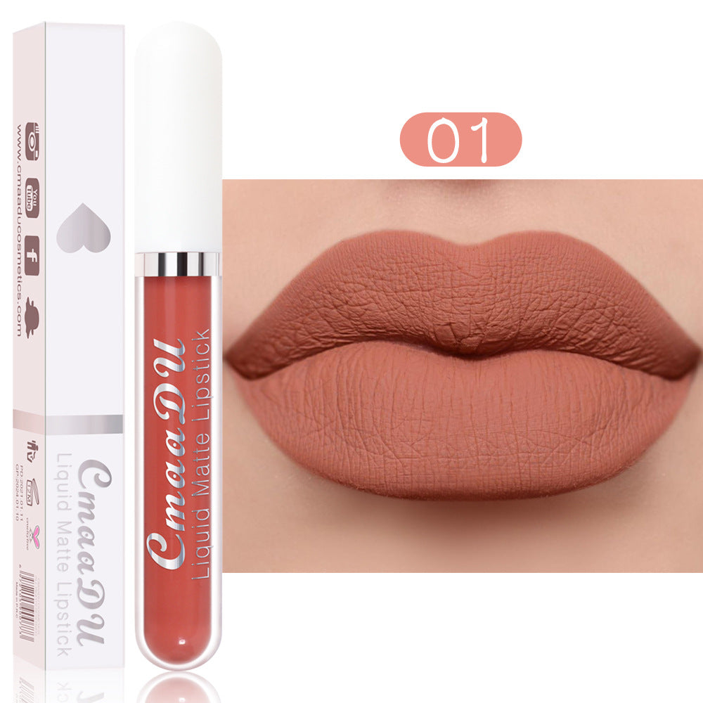 CmaaDu 18 Color Lipstick Matte Non-Stick Cup Waterproof Long Lasting Lip Gloss