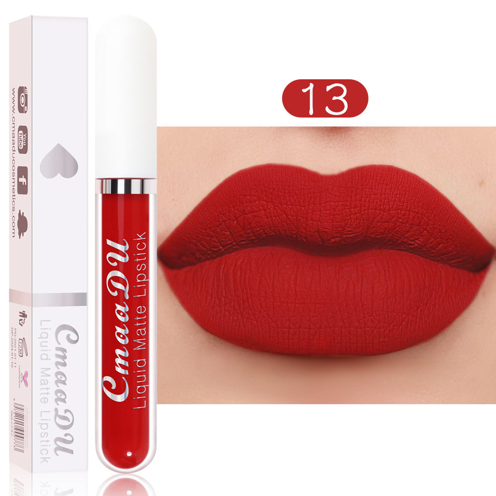 CmaaDu 18 Color Lipstick Matte Non-Stick Cup Waterproof Long Lasting Lip Gloss