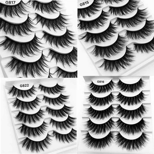 5Pairs 3D Mink Lashes False Eyelashes Natural Eyelash Extension Volume Lashes Long Cross Faux Eye Lashes Makeup G800 G815 Fake L