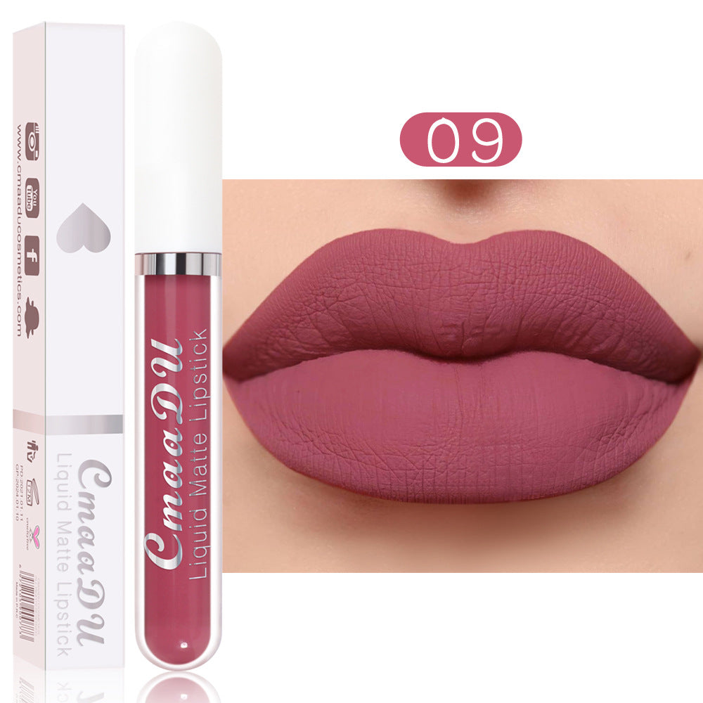 CmaaDu 18 Color Lipstick Matte Non-Stick Cup Waterproof Long Lasting Lip Gloss