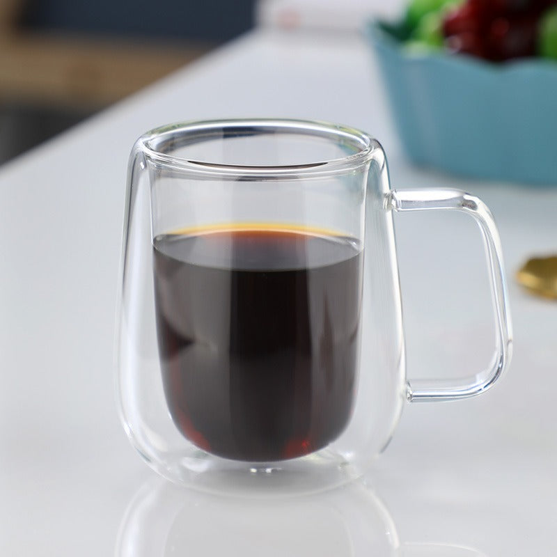 Creative Double Layer Mug with Double Layer Glass Cup and High Borosilicate Glass