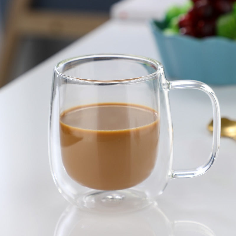 Creative Double Layer Mug with Double Layer Glass Cup and High Borosilicate Glass