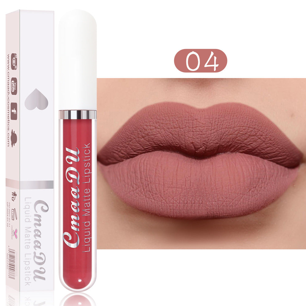 CmaaDu 18 Color Lipstick Matte Non-Stick Cup Waterproof Long Lasting Lip Gloss