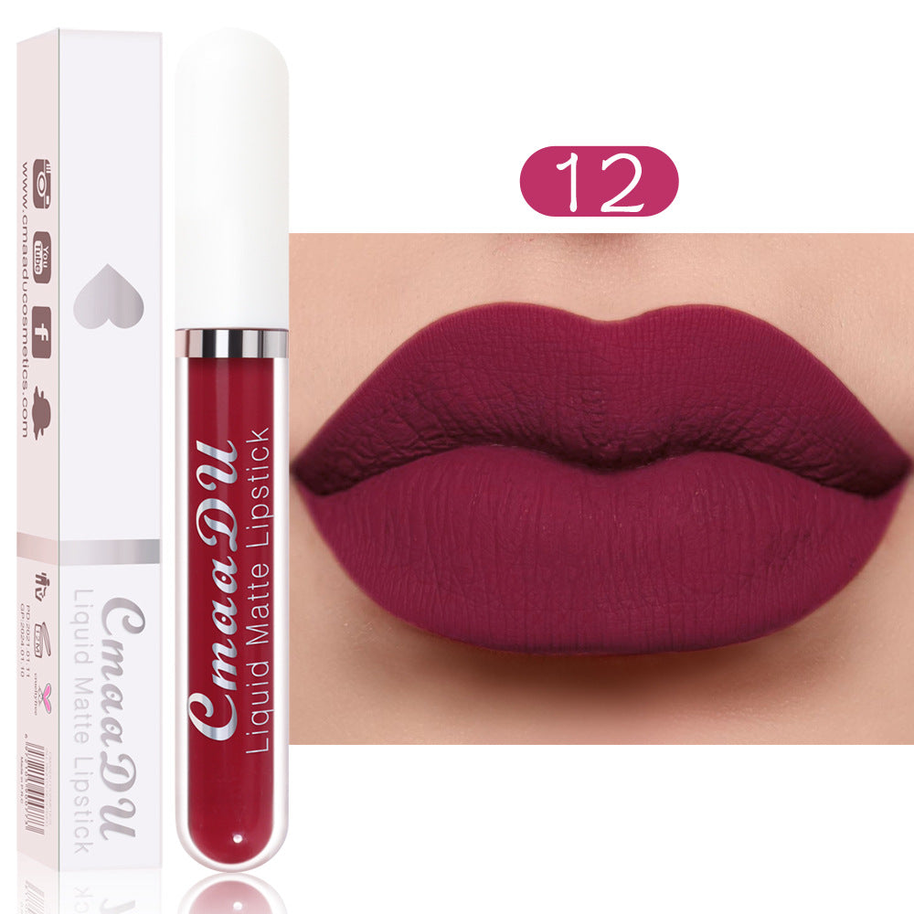 CmaaDu 18 Color Lipstick Matte Non-Stick Cup Waterproof Long Lasting Lip Gloss